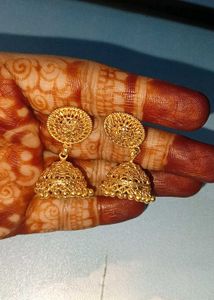 Gold Jhumka Earrings