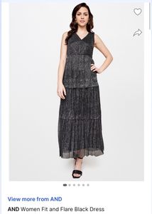 FLARED SHINY PARTY WEAR BLACK DRESS