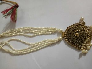 Pearl and Gold Tone Statement Necklace