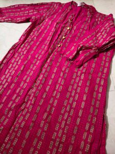 Pink & Gold Patterned Kurta