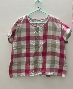 Pink & Grey Plaid Top