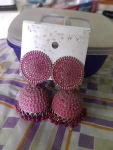 Pink Jhumka Earrings