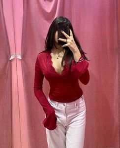 Burgundy Lace Top