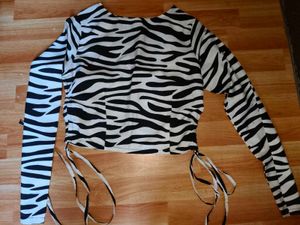 Zebra Print Tie-Up Top