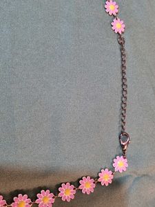 Pink Daisy Metal Floral Neckpiece