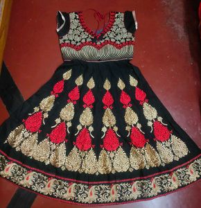 Embroidered Black &amp; Red Dress
