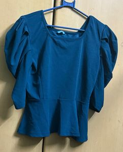 Blue Puff Sleeve Top