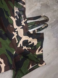 Camo Cold Shoulder Top