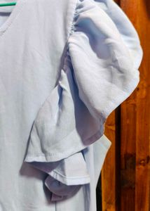 Elegant Blue Ruffle Sleeve Top