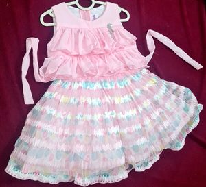 Girls Party Wear Frok Pink