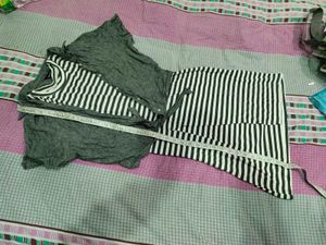 Striped Top & Grey Shrug