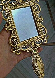 "✨ Antique Aluminium Hand Mirror 🪞Portable Elegance for Makeup and Vanity 💄🌟"