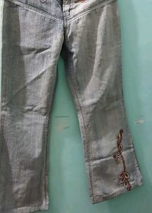 Embroidered Flare Leg Jeans