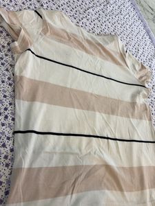 T-shirt- Peach And White