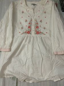 White Embroidered Tunic Top