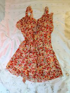 Y2K Floral Tie Dress