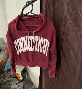 Maroon Connecticut Crop Hoodie