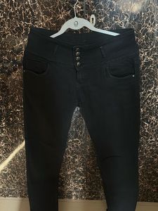 Stylish Black High-Waist Slim Jeans
