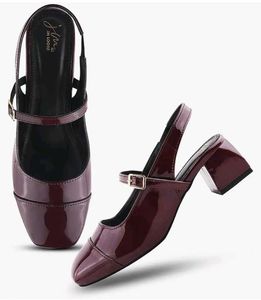 JM LOOKS Square Toe Heel with Adjustable Strap