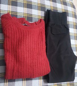Combo of woollen top and jeggings