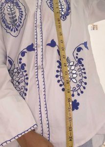 white shirt with dori work and applique wor