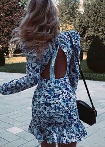 Puff Sleeves Backless Dress