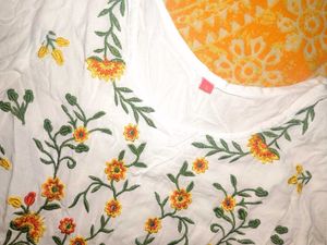 Floral Embroidered White Kurti