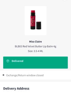 Miss Claire Butter Lip Balm (4g) | (Bought From Myntra, But The Color doesn&#39;t suit me so I&#39;m selling it)|you can check the available quantity in the stick|