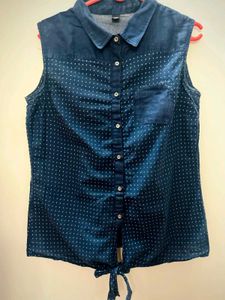 Denim Polka Dot Top