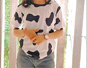 Trendy Cow Print Oversized Tshirt