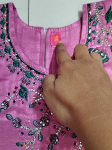 Embroidered pattu pavadai set