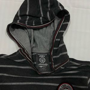 Striped Short Sleeve Hoodie Tee