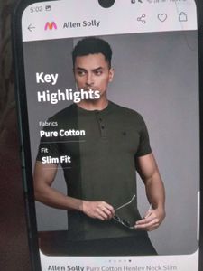Allen Solly Olive Henley T-Shirt