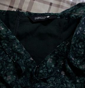 Faballey Wrap Front Green Floral Maxi Dress