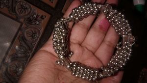 Silver Beaded Bracelet & Earings
