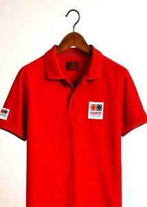 Red Graphic Print Polo Shirt