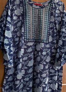 Floral Nevy Blue Kurti