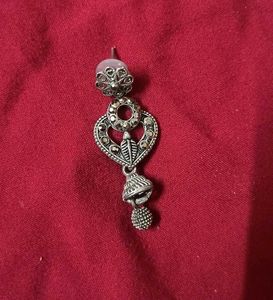 Silver Tone Dangle Oxidised Earrings