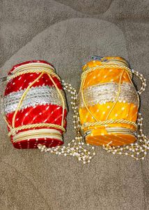 Handcrafted Drum-Shaped Wedding Pouches