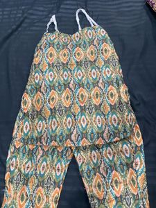 Boho Print Lace Hem Pants
