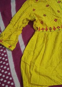 Mustard Yellow Embroidered Cotton Top