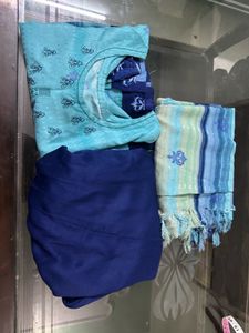 Blue Kurta Set With Dupatta