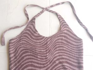 H&amp;M Brown Wave Knit Mini Dress