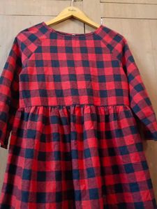 Red and Black Plaid Babydoll Dress