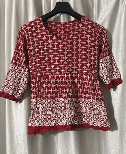 Red Embroidered Kurti
