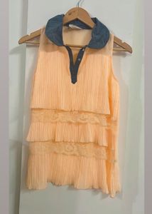 Vintage Peach Ruffle Top