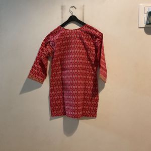 Red Printed Kurti Top