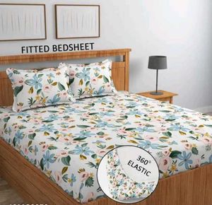 Elastic Fitted Double Bed Bedsheet with 2 Pillow C