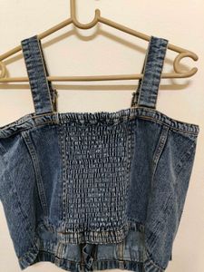 Denim Sleevless Crop Top