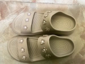 Beige Crocs Classic Clogs